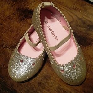 NWOT Carter's Little Girl Sz 6 Gold And Pink Glitter Shoes